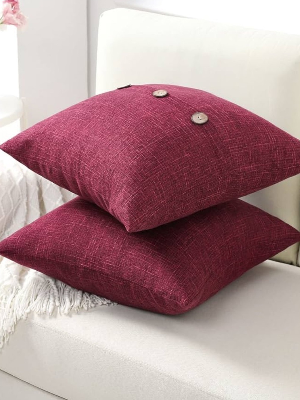 Decorative Throw Pillow Cover Set - Deep Berry Accent (2-Pack) 20x20” new